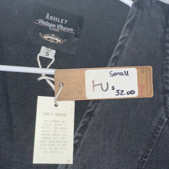 Black Denim Vest with Bow Ties (Ashley Vintage Charm) - Picture 4 of 6